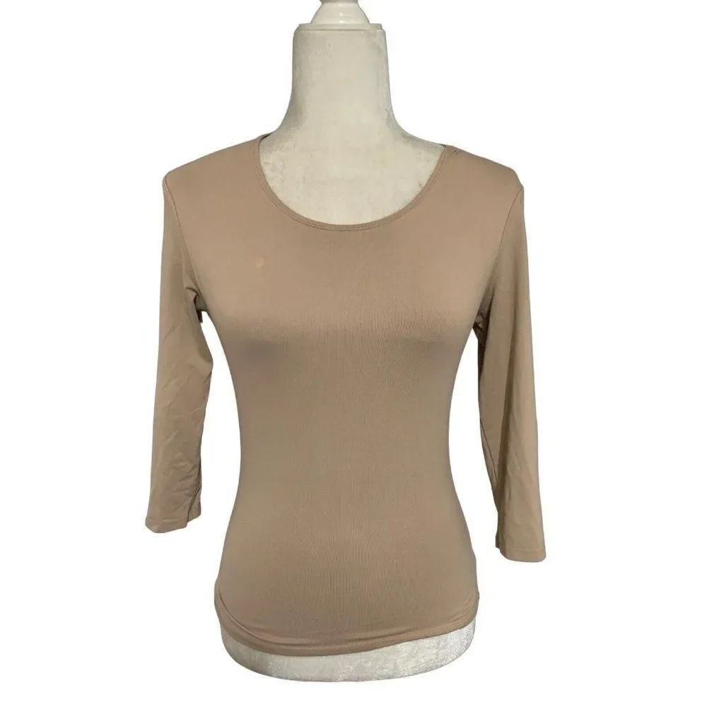 Only Hearts Womens Solid Beige Long Sleeve Top T Shirt Small